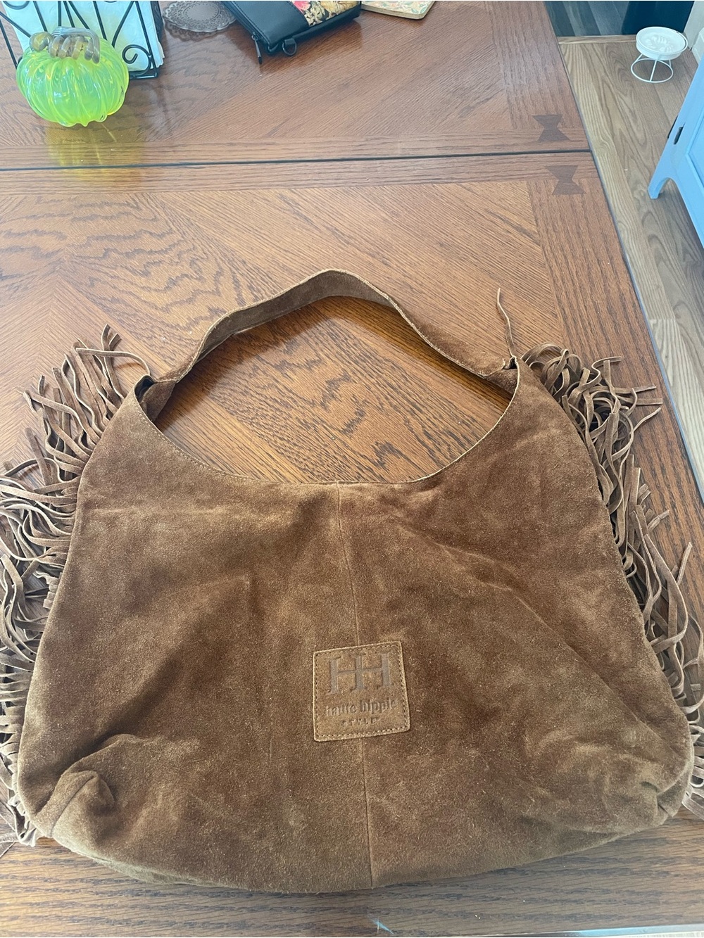 Brown Suede Fringe Hobo Bag - Picture 2 of 9